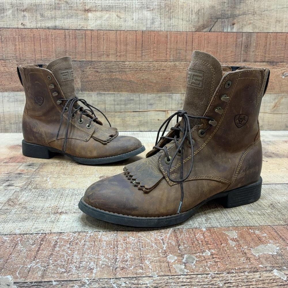 Ariat 10002147 Boots Womens Size 7.5 B 38 Brown Leather Ankle Riding Lace Up